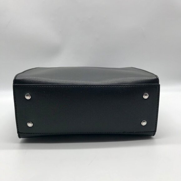 Karl Lagerfield Black Leather Paris Maybelle Convertible Satchel Bag - Picture 5 of 11